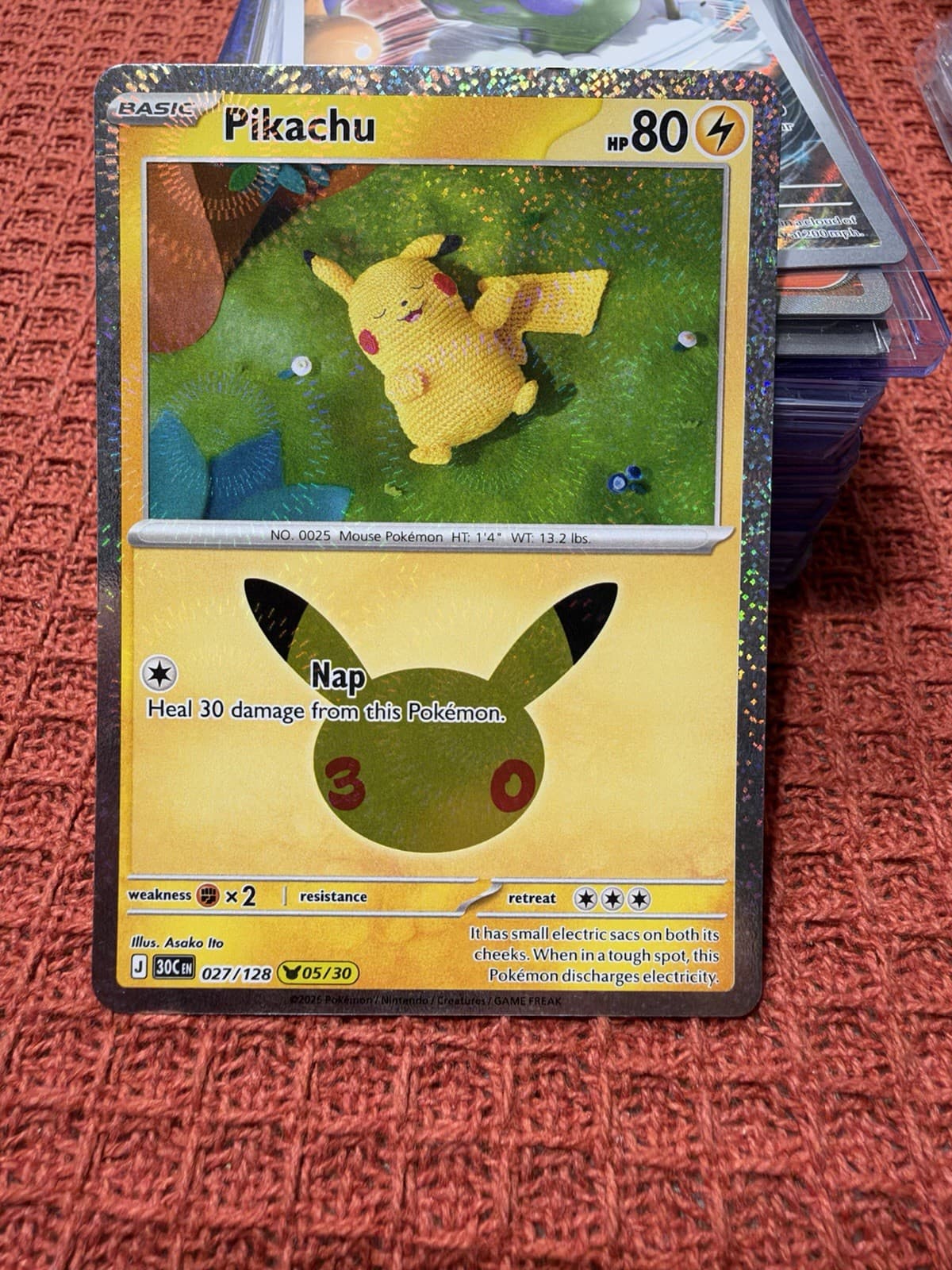 Pokemon TCG Pikachu 05/30 27/128 NM 30th Celebration Holo