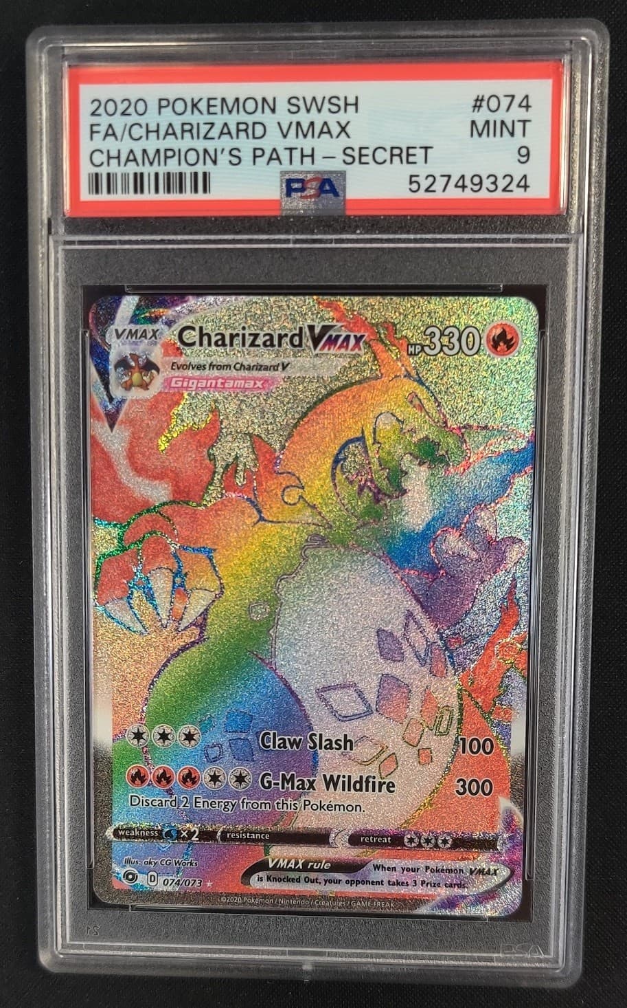 PSA 9 Charizard VMAX 074/073 Secret Rare Champion's Path Pokemon Graded Card