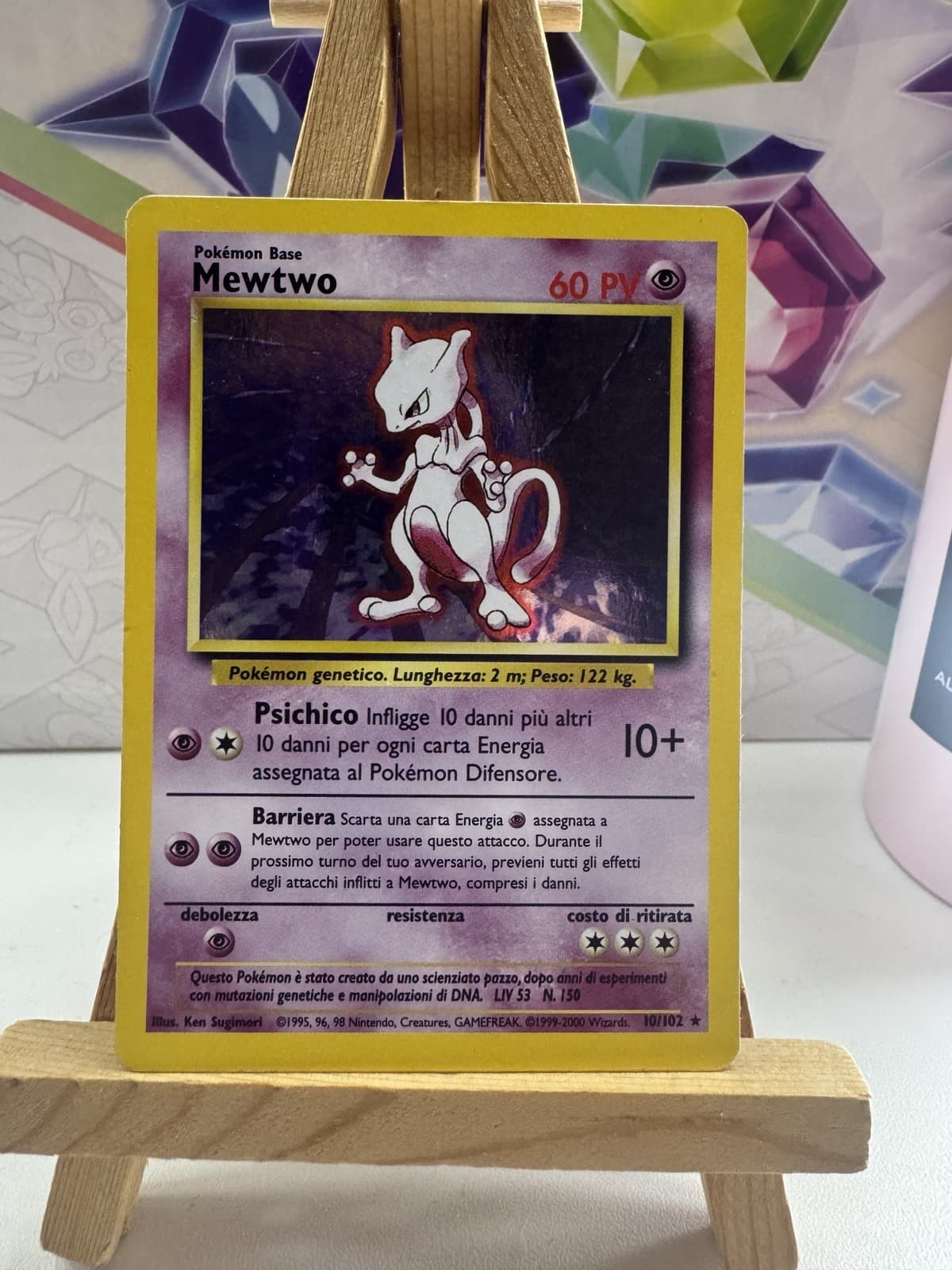 Pokemon Mewtwo 10/102 Set Base Rara Holo Unlimited Nm