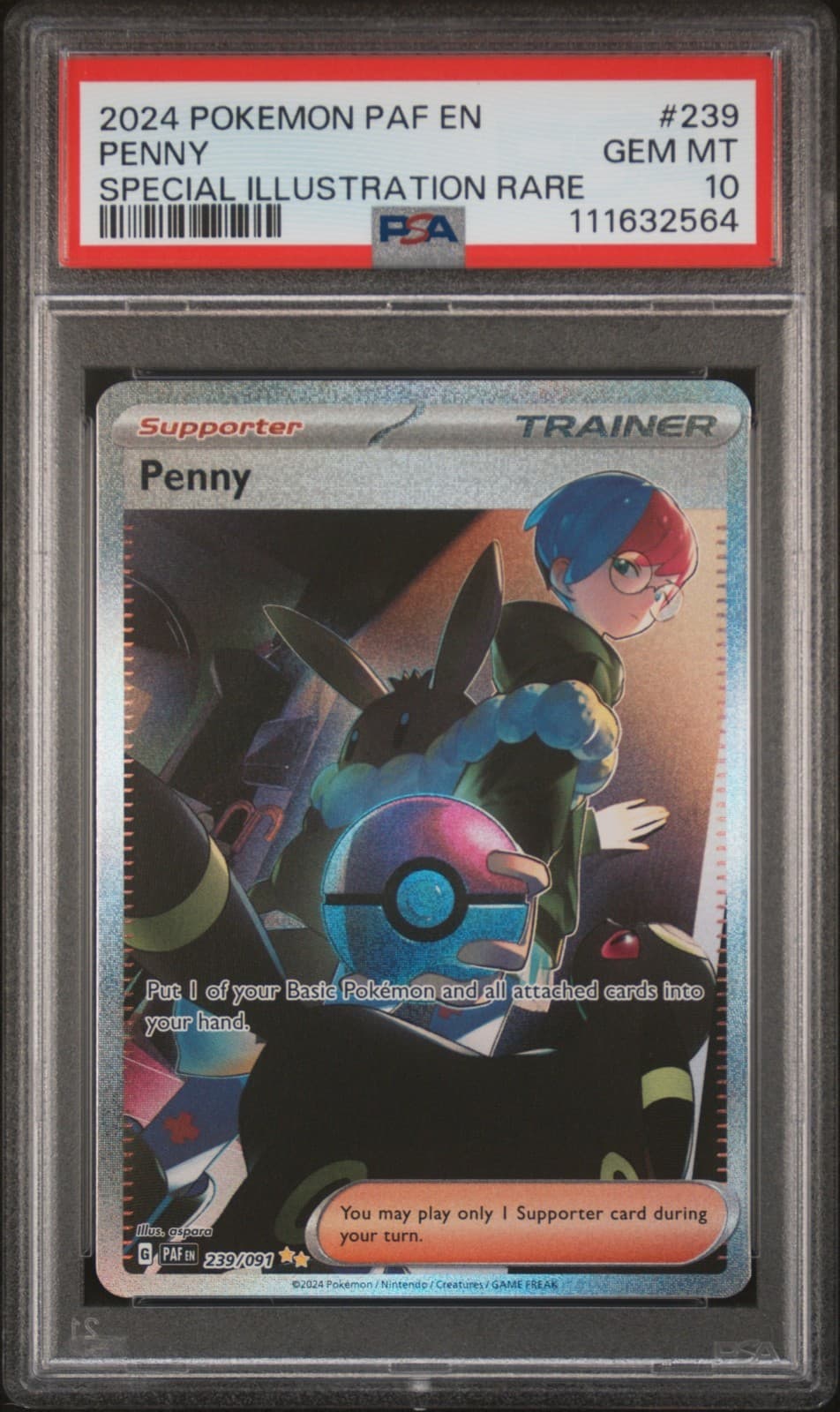 2024 POKEMON PAF EN-PALDEAN FATES SPECIAL ILLUSTRATION RARE #239 PENNY PSA 10