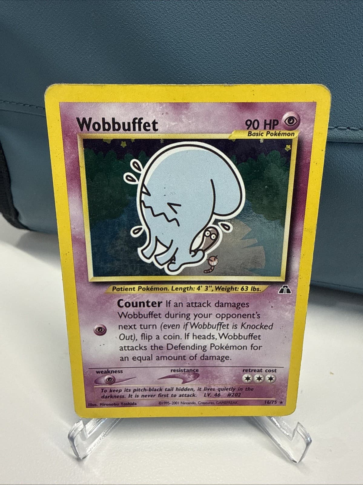 Pokemon Wobbuffet 16/75 Rare Neo Discovery Pokemon Unlimited Holo HP