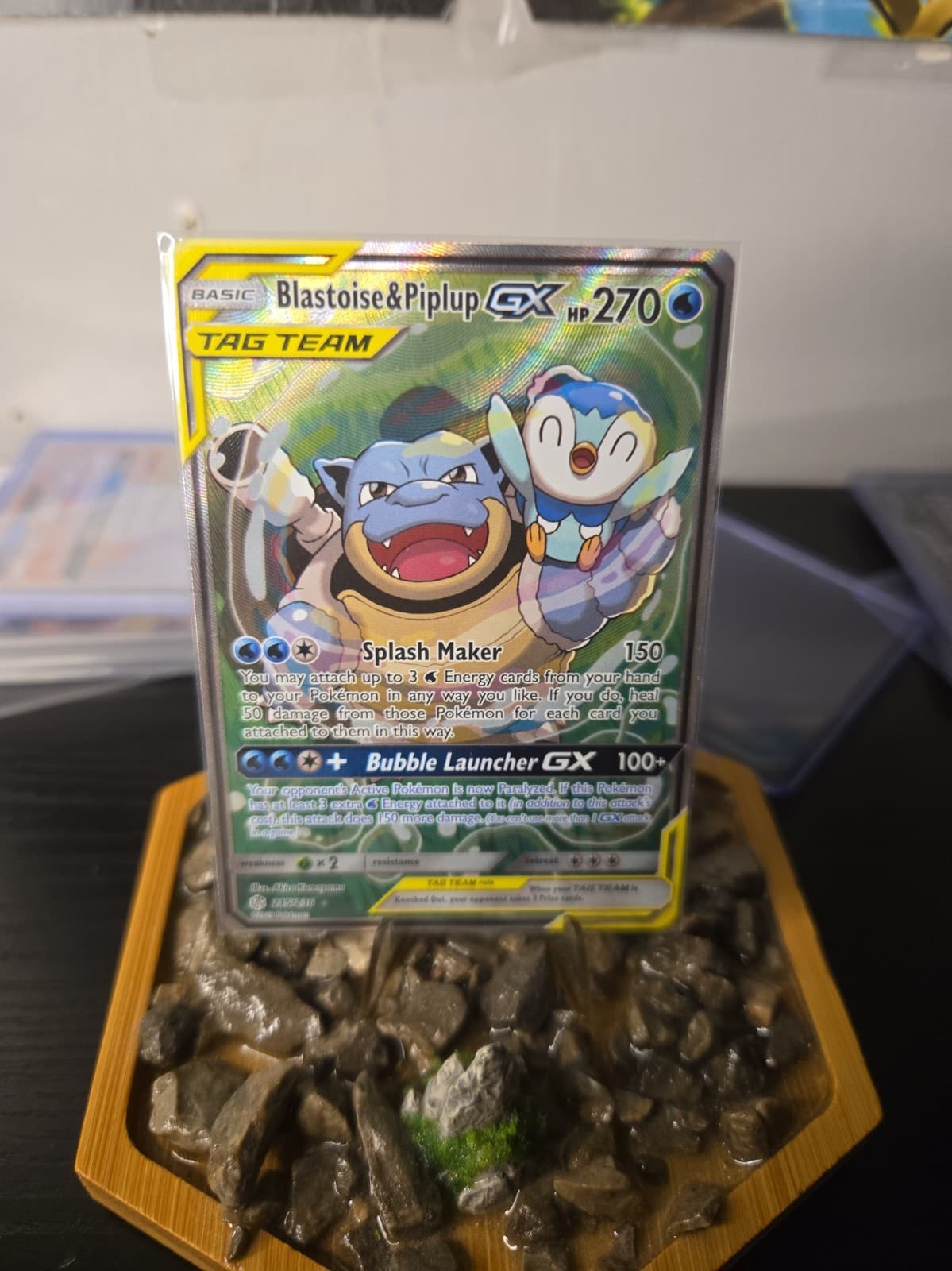 Pokemon Blastoise & Piplup GX Alt Full Art 215/236 Cosmic Eclipse Tag Team
