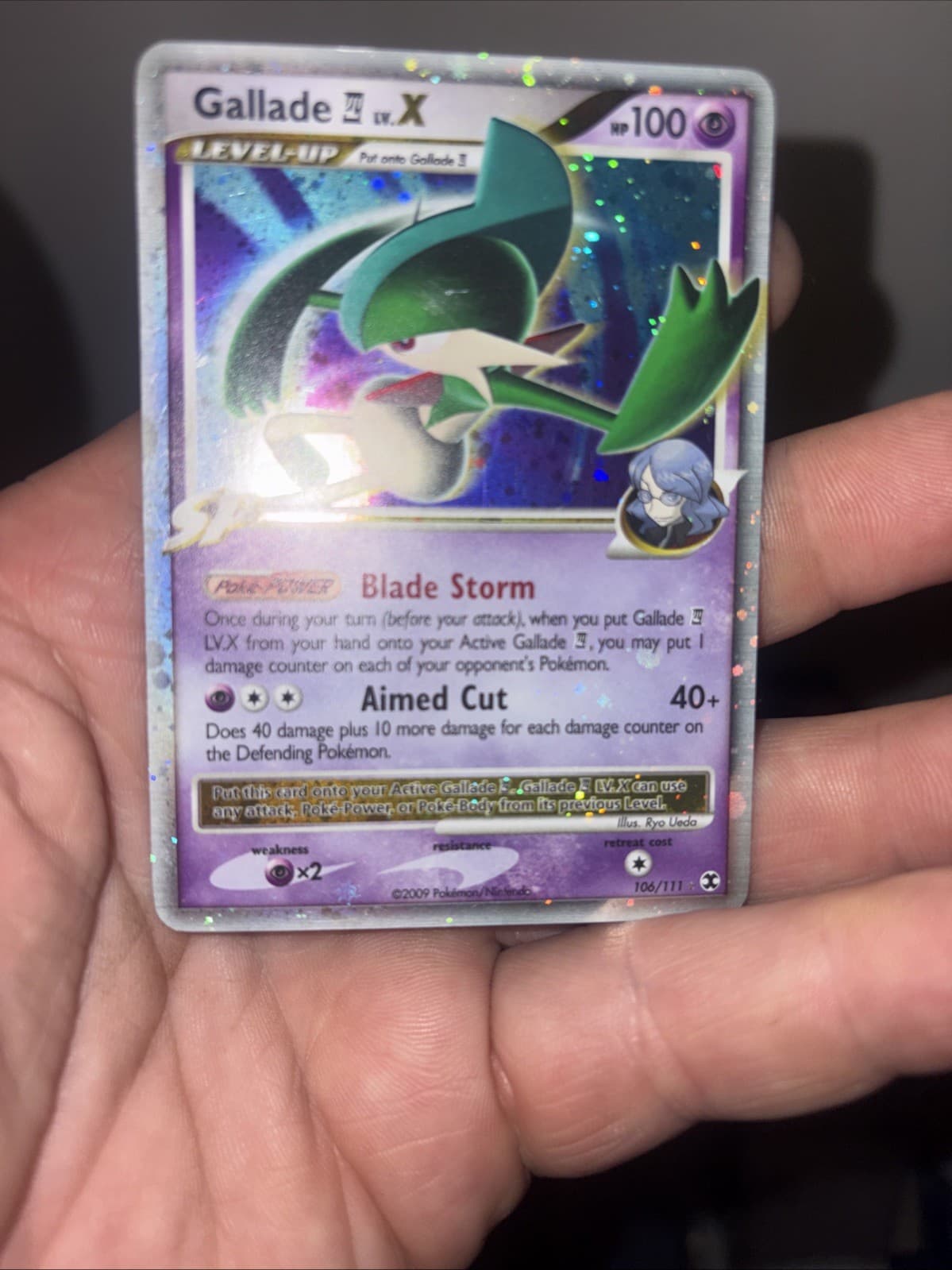 Gallade Lv.X 106/111 Rising Rivals Holo Mp+ Rare Holo Bleed 🩸 On The Front !!!!
