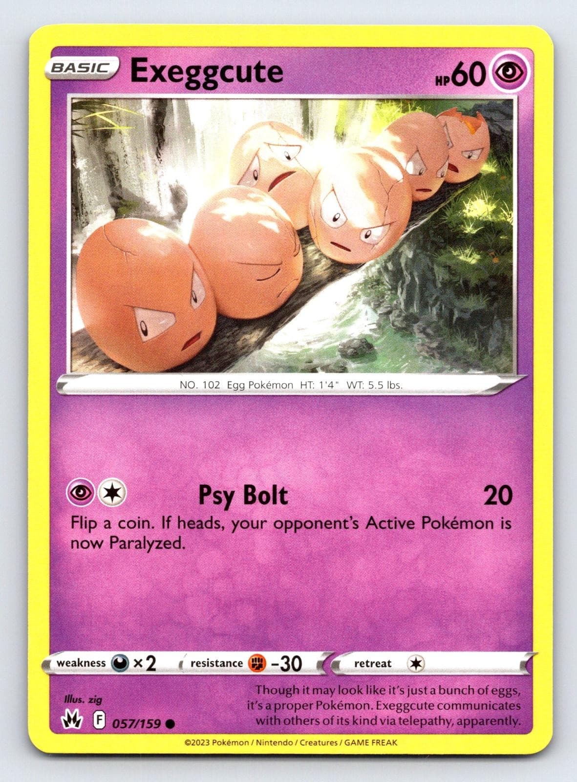 Exeggcute 057/159 Common Crown Zenith Pokemon Lightly Played