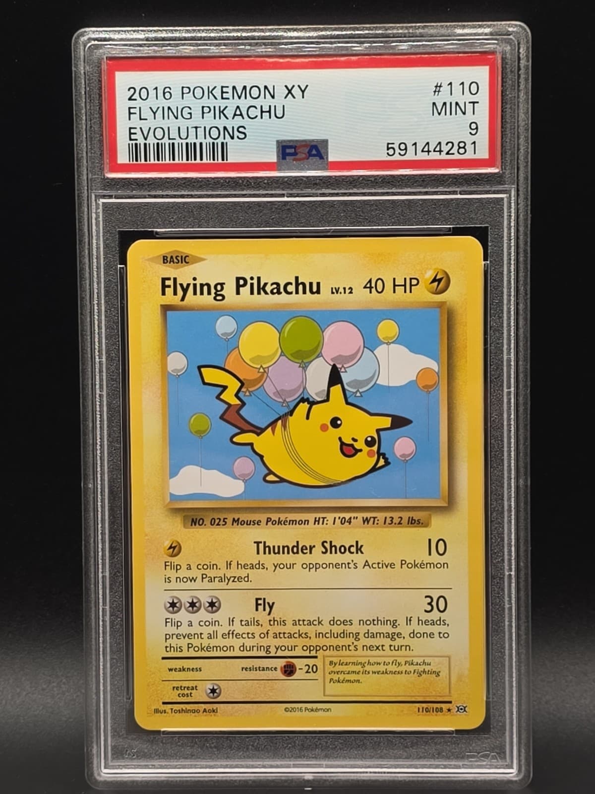 2016 Flying Pikachu 2016 Pokémon Evolutions XY 110/108 PSA 9