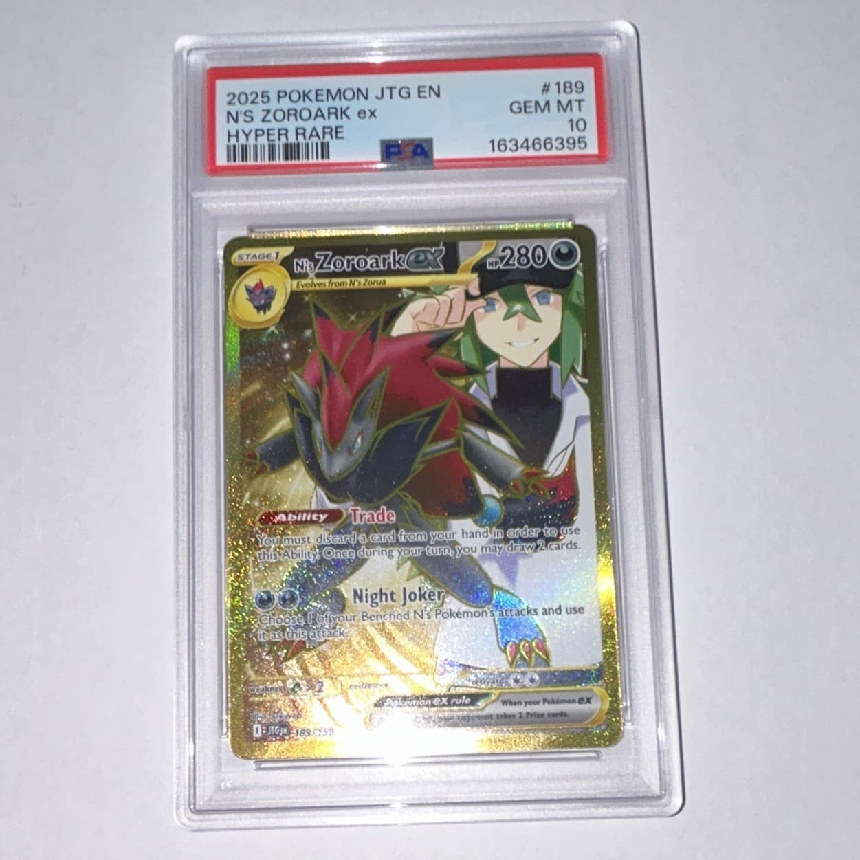 The Pokémon Company PSA 10 N's Zoroark ex 189/159 Hyper Rare Full Art Holo