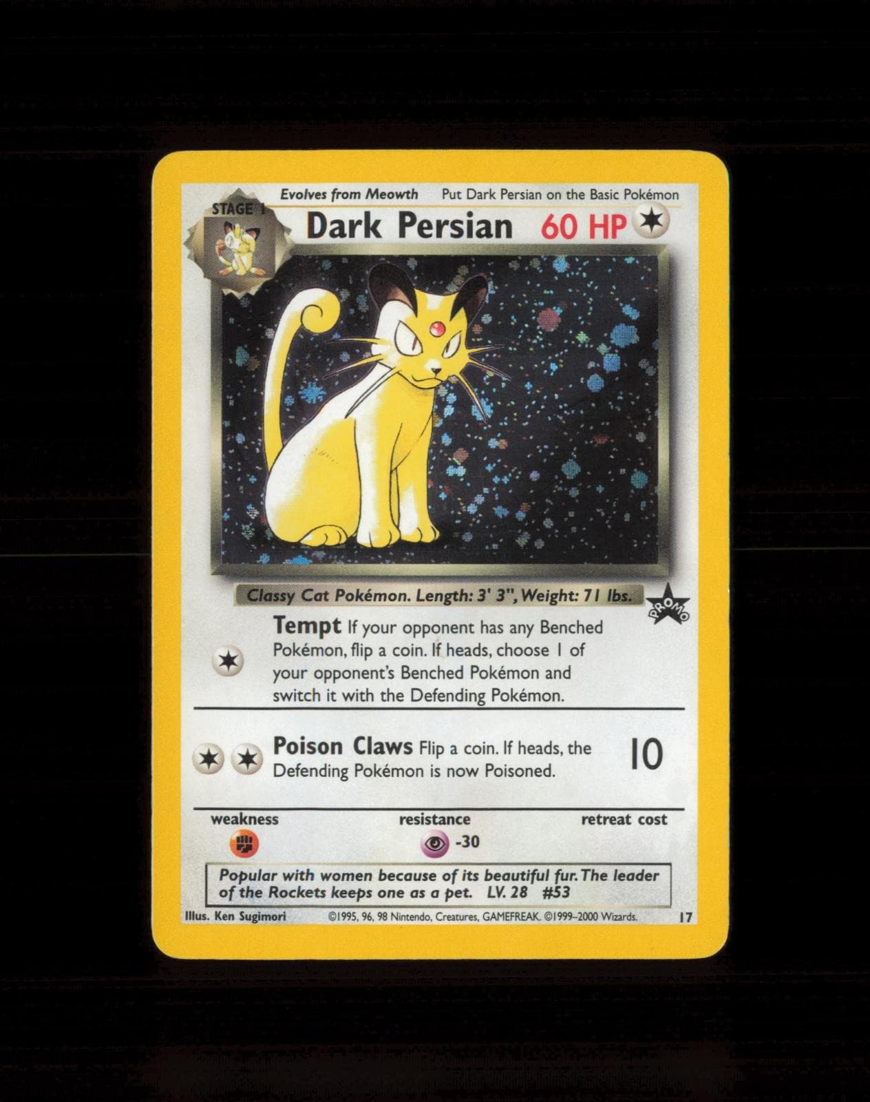 1999 Pokemon Wizards Black Star Promos Dark Persian 17 Holo MP