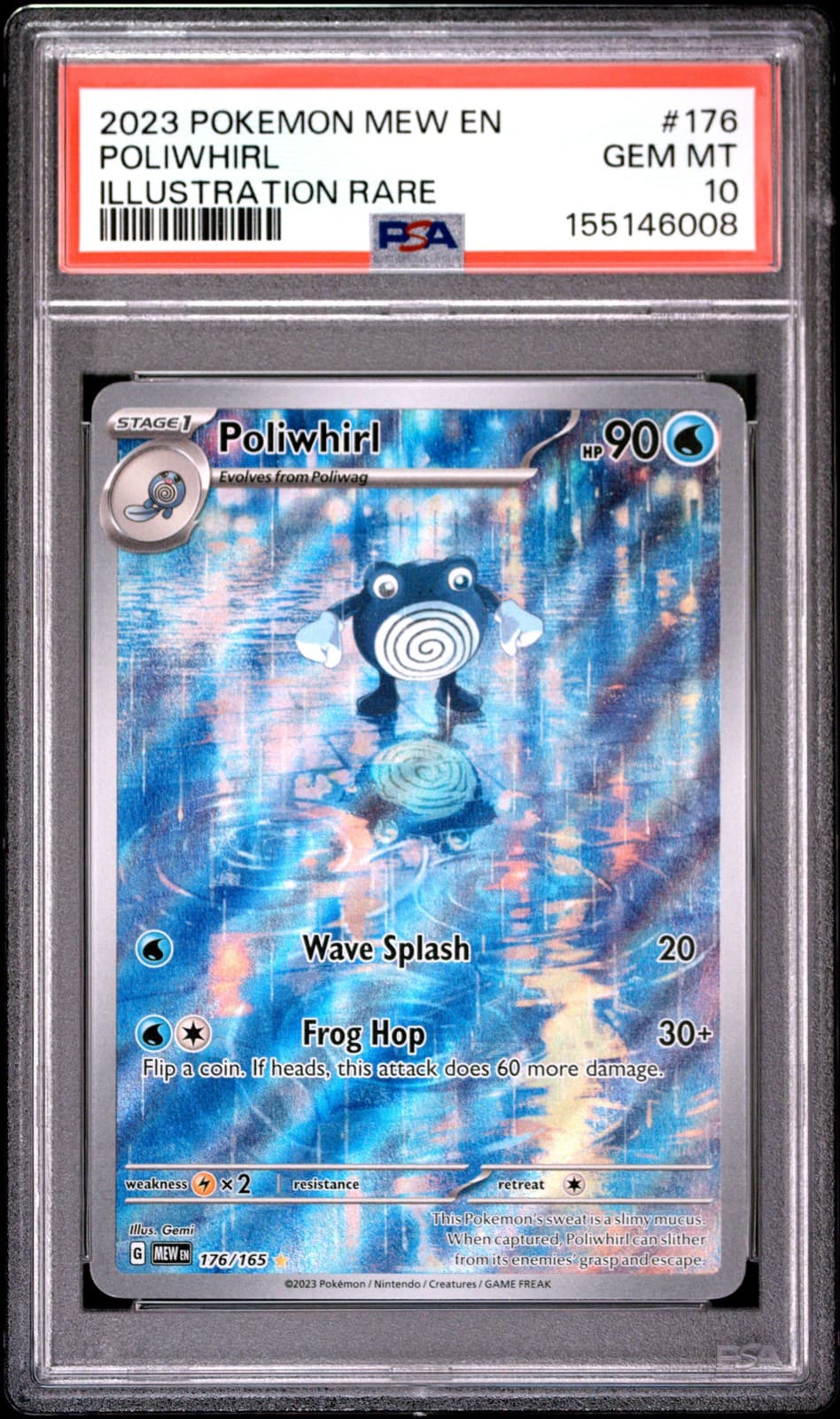 2023 Pokemon Mew En-151 #176 Poliwhirl Illustration Rare PSA 10 GEM MINT