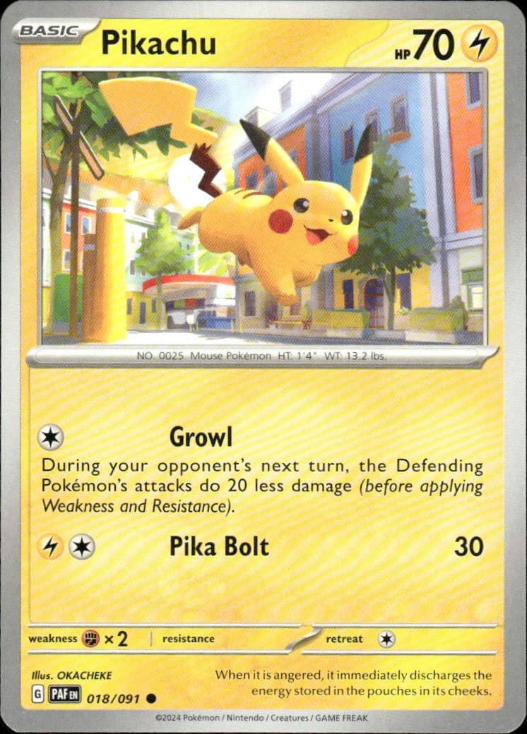 Pikachu Paldean Fates 018/091 Common Pokémon — English NM