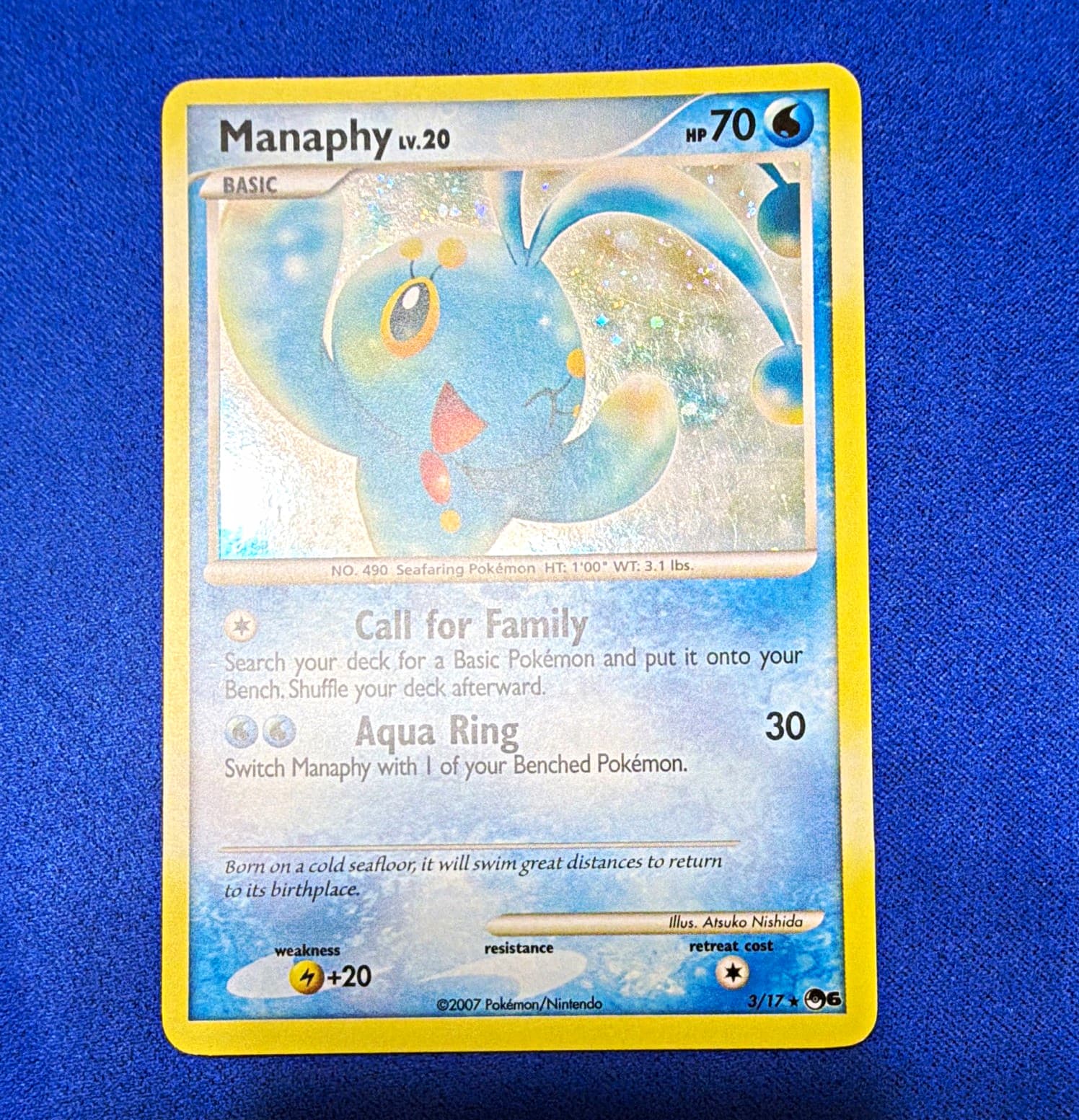 Manaphy 3/17 POP Series 6 Holo Rare Basic 70 HP English 2007