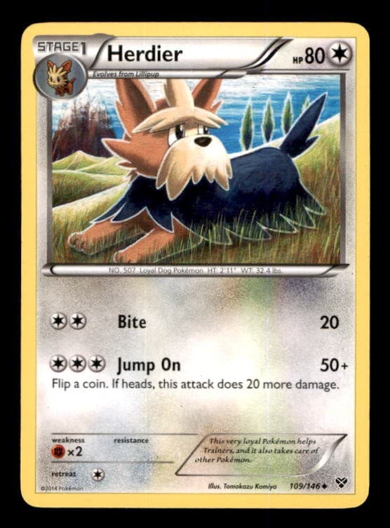 Herdier 109/146 Uncommon XY Base Set Pokemon Lightly Played
