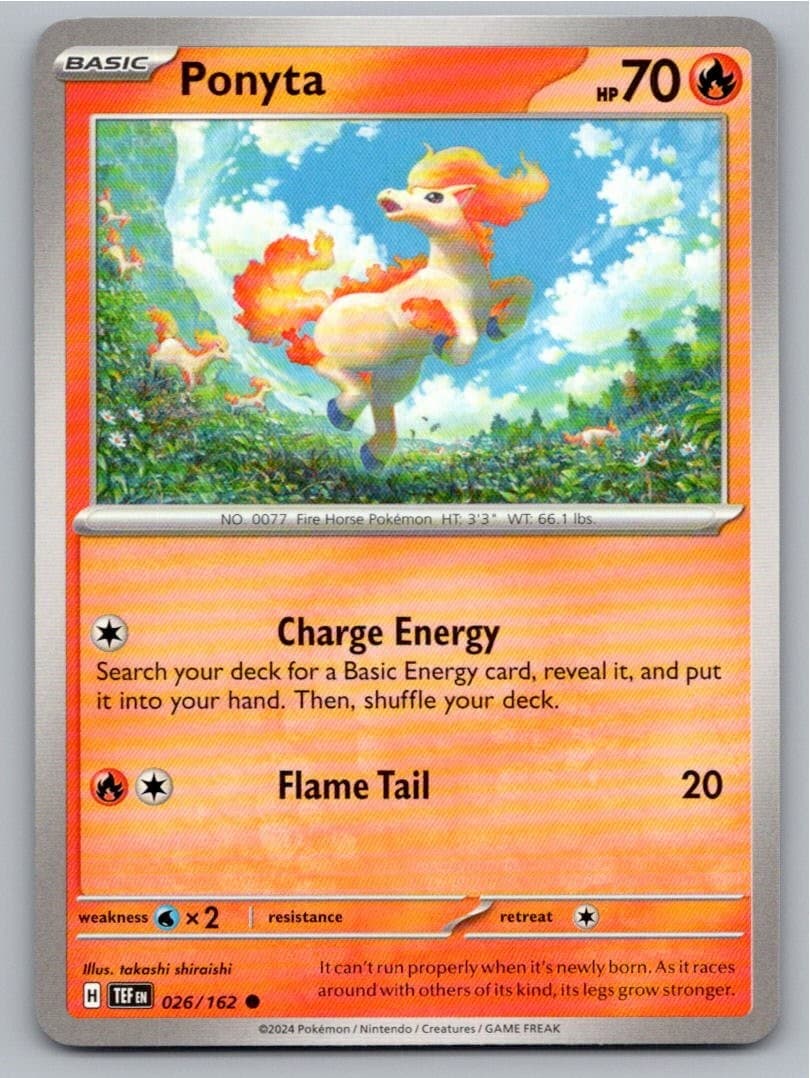 2024 POKEMON PONYTA TEMPORAL FORCES 026/162 COMMON NM A17803 FREE S&H