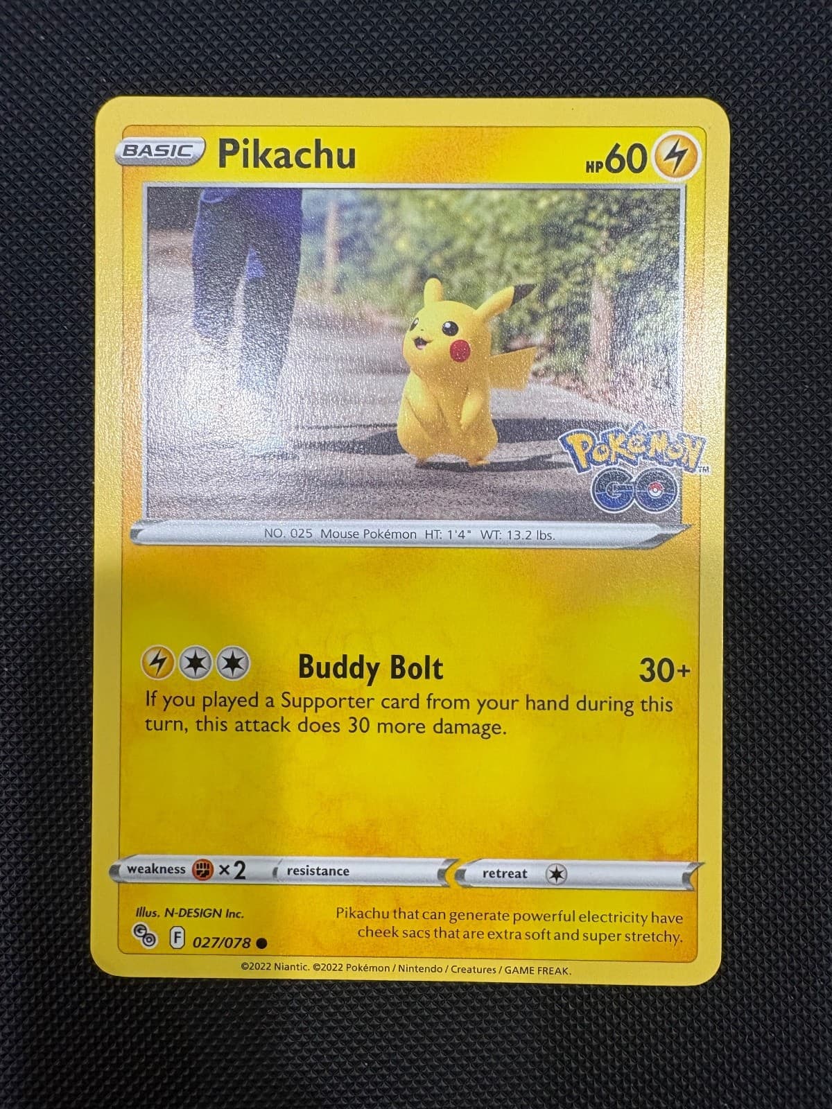 Pikachu (27) 027/078 Pokemon GO Common LP N-DESIGN Inc