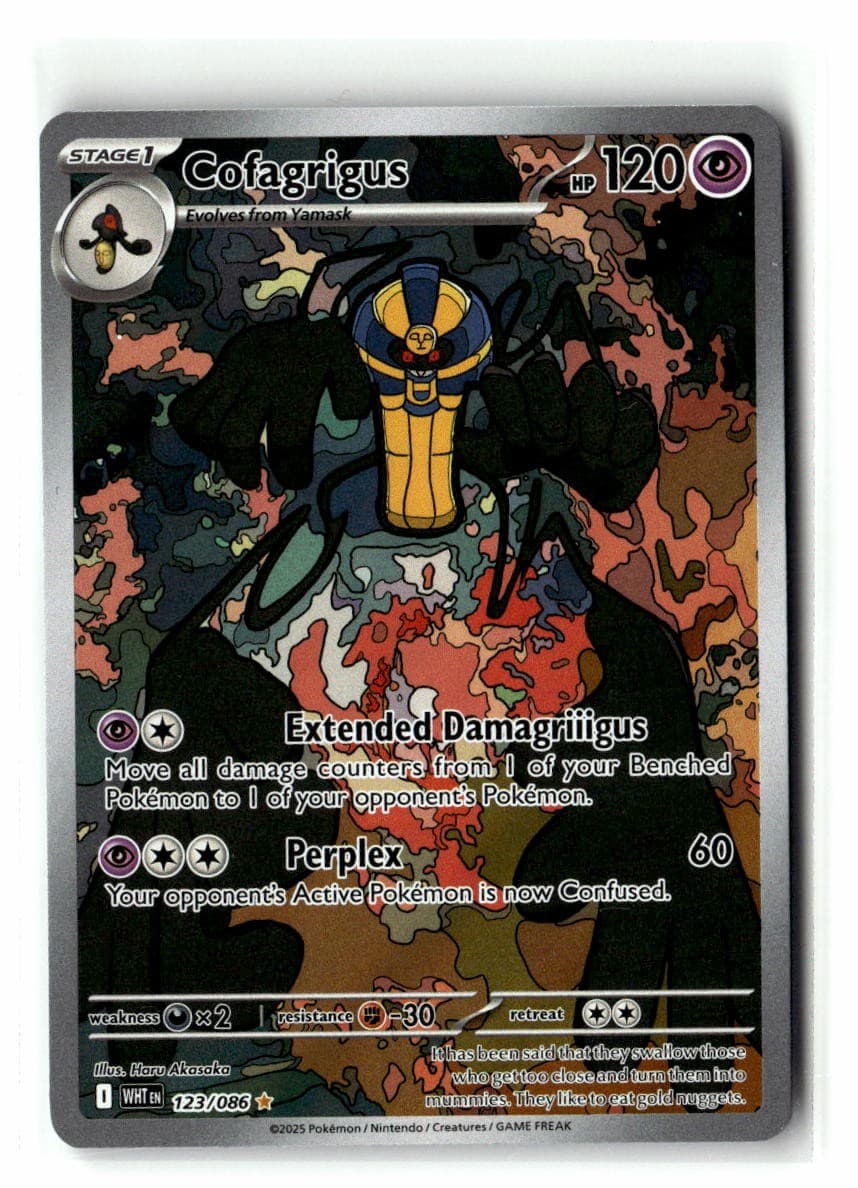 COFAGRIGUS 123/086 IR POKEMON WHITE FLARE HOLO NM HARU AKASAKA