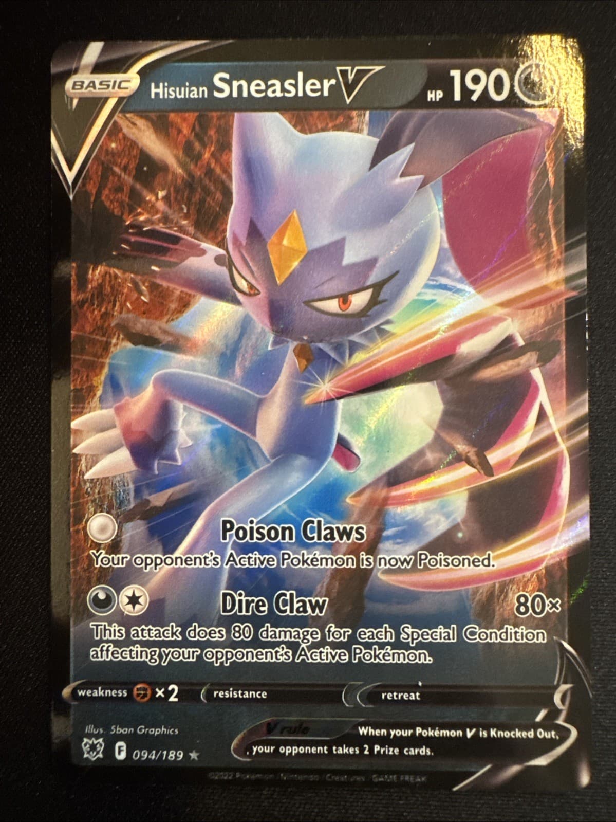 Hisui-Snieboss V 94/189 Holo Ultra Rare Pokemon TCG Astral Radiance ASR NM ENG
