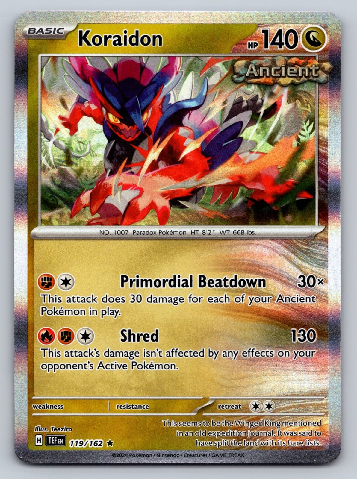 Koraidon 119/162 Holo Rare Temporal Forces Pokemon Card - NM