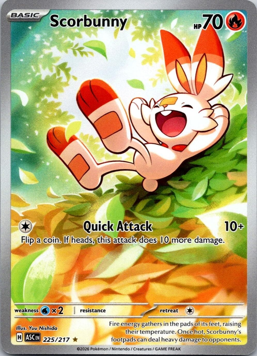 Scorbunny 225/217 Illustration Rare Ascended Heroes Pokemon Holo Near Mint