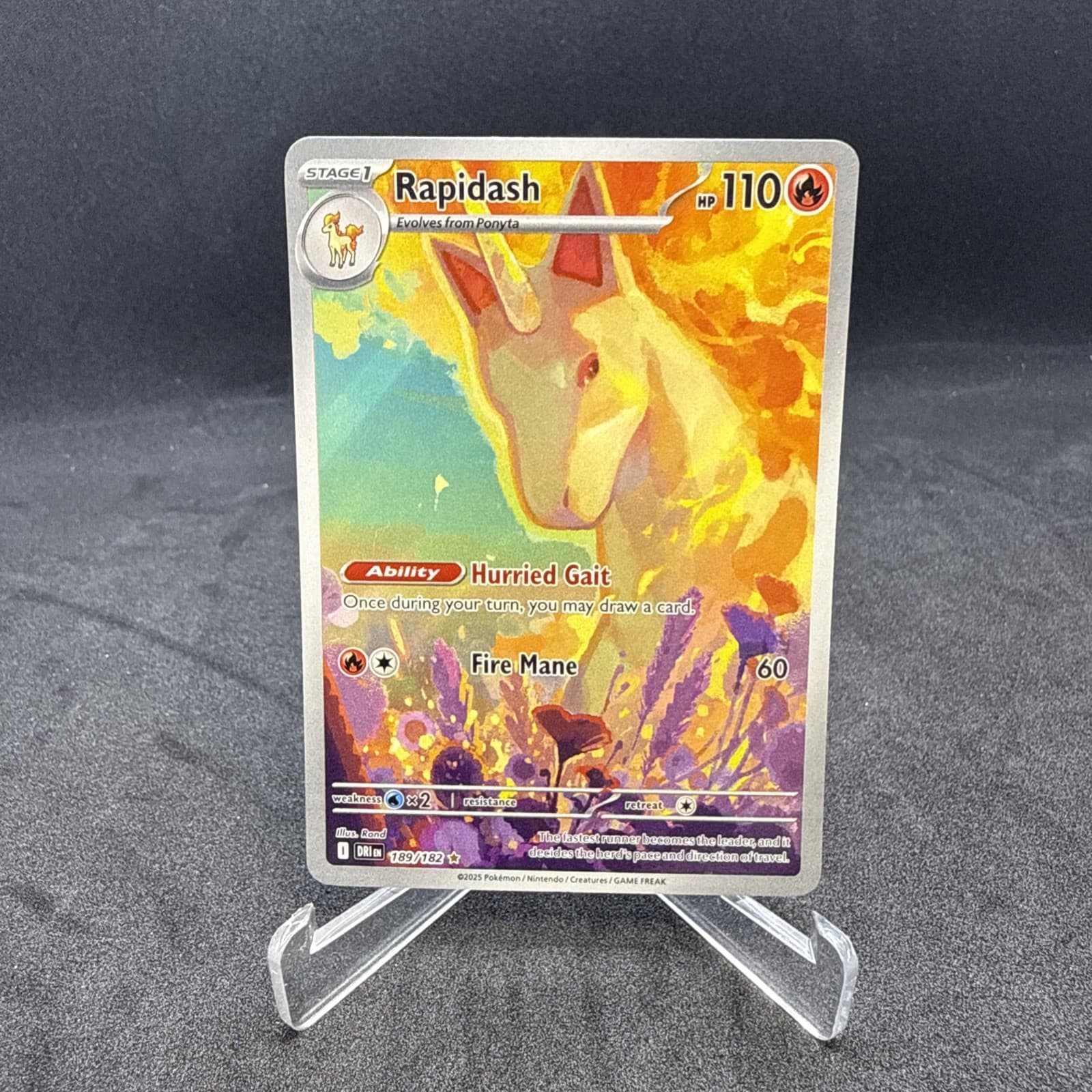 Rapidash 189/182 Illustration Rare Destined Rivals Pokemon Holo Near Mint