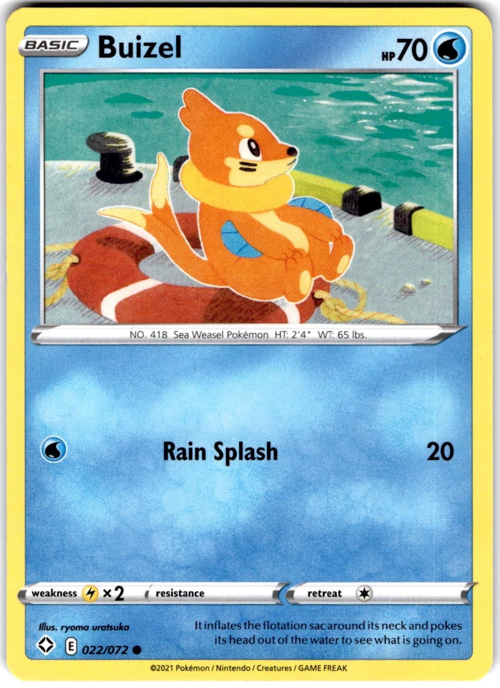 Pokemon Buizel Shining Fates 22 Non Holo English