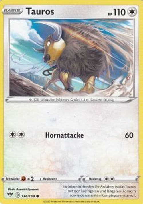Tauros 134/189 Pokemon Flammende Finsternis Karte Deutsch