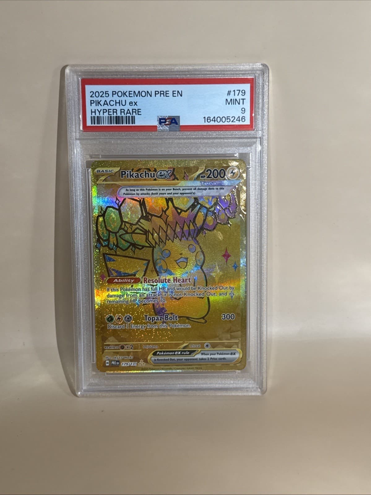 2025 POKEMON PRE EN-PRISMATIC EVOLUTIONS HYPER RARE #179 PIKACHU EX PSA 9