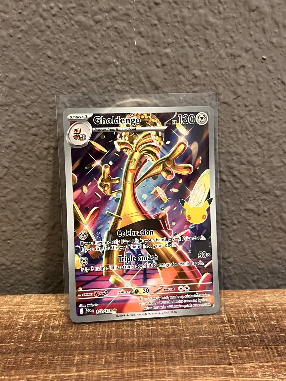 Gholdengo 142/128 Illustration Rare ME: 30th Celebration Pokemon Holo Near Mint