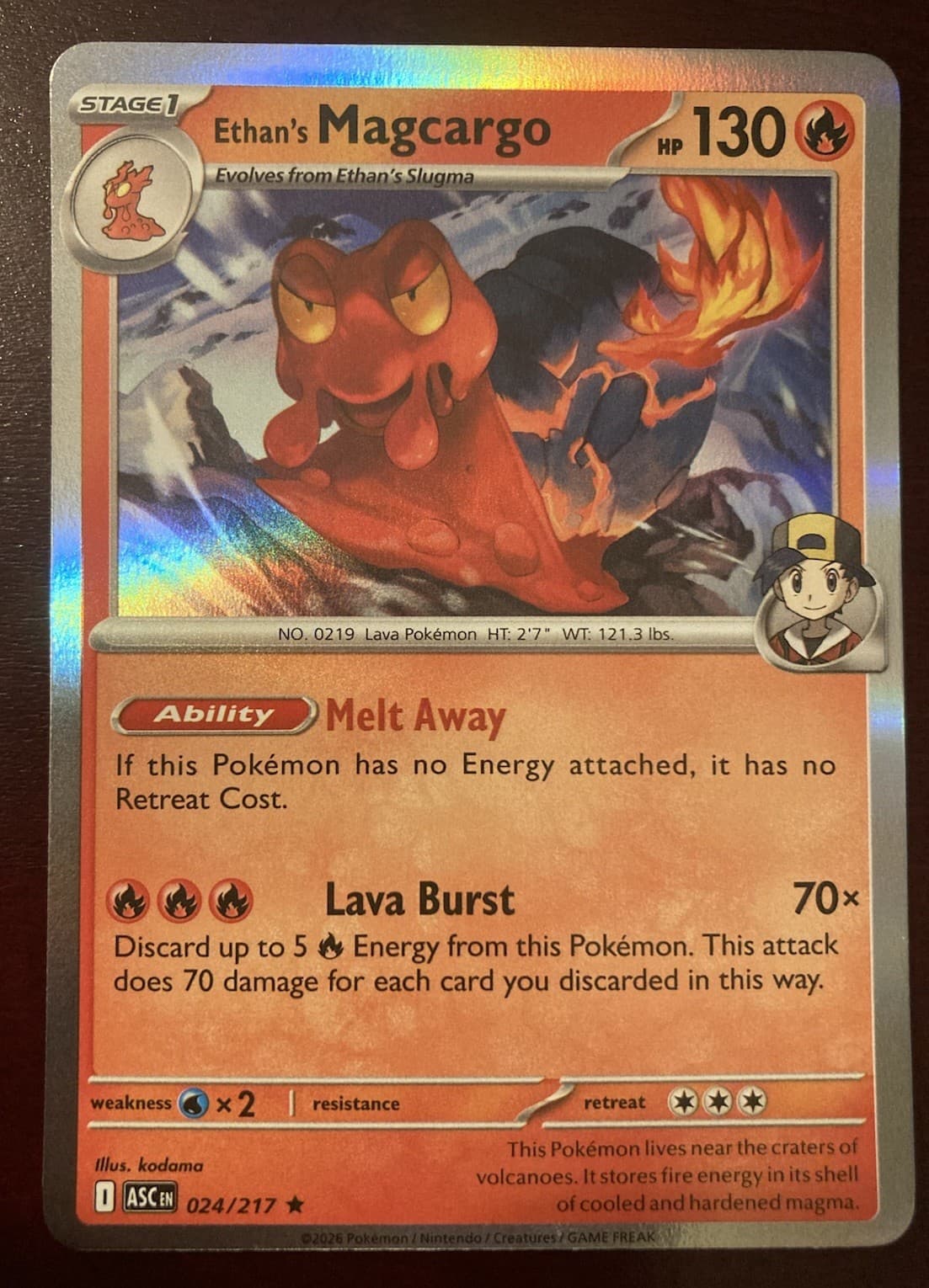 Ethan's Magcargo 24/217 Ascended Heroes Holo Rare Pokemon TCG Card