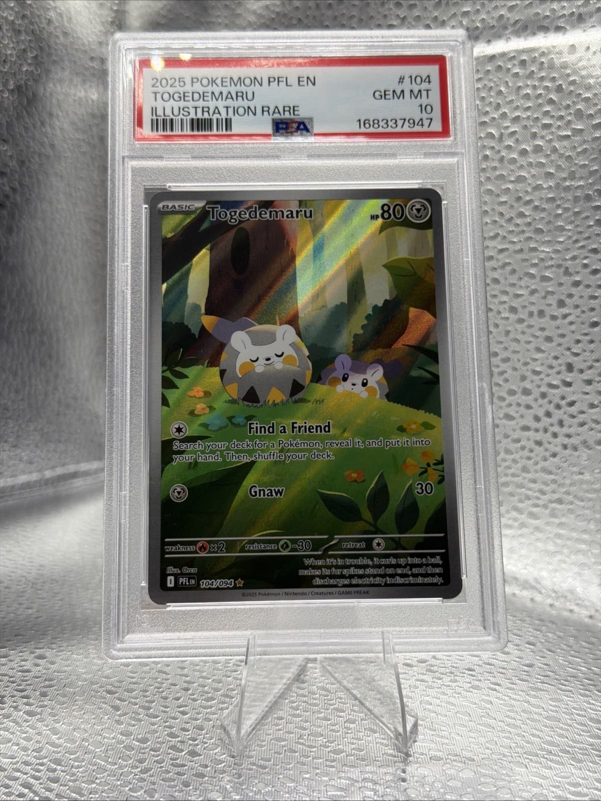 Pokémon Togedemaru Illustration Rare 104/094 Psa 10