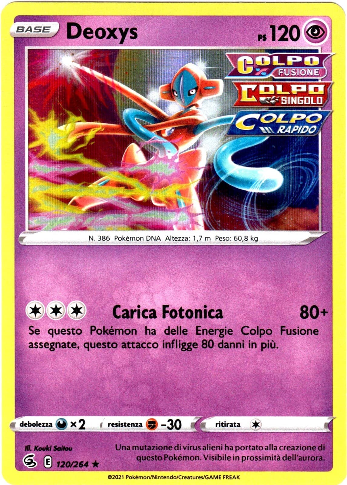 POKEMON DEOXYS 120/264 RARA HOLO COLPO FUSIONE ITALIANO