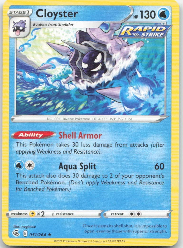 Cloyster 051/264 Rare Fusion Strike Pokemon Lightly Played