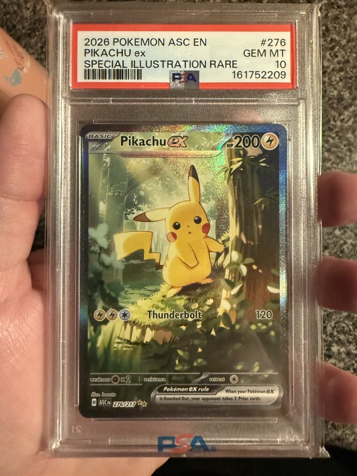 Pokemon TCG Ascended Heroes Holo Pikachu EX SIR 276/217 PSA 10