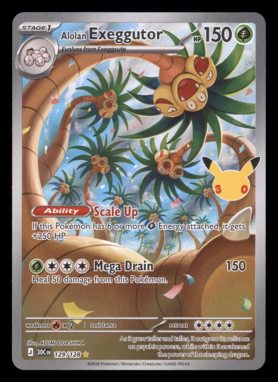 Alolan Exeggutor 129/128 IR ME: 30th Celebration Pokemon Holo NM/M