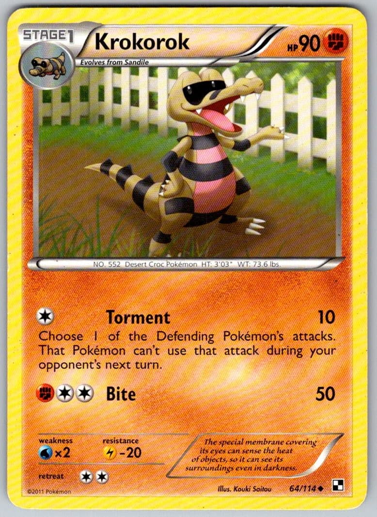 Krokorok 64/114 Uncommon Black & White Pokemon Lightly Played