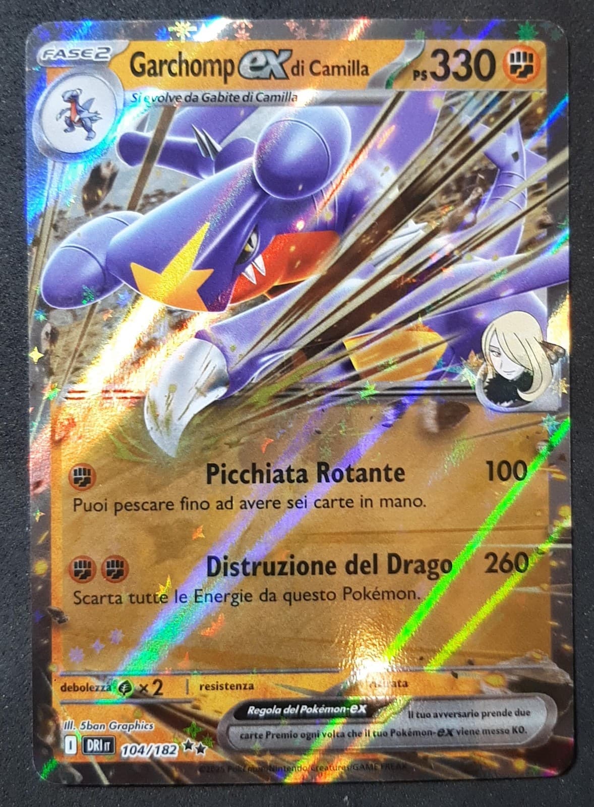 GARCHOMP EX di Camilla DRI 104/182 Doppia Rara Holo POKEMON Rivali Predestinati