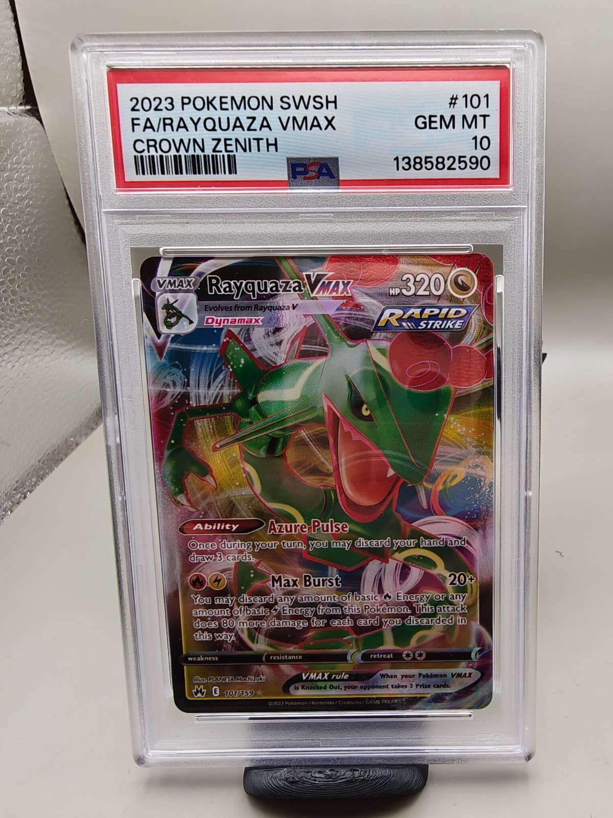 Pokemon TCG 2023 Crown Zenith Rayquaza VMAX 101/159 Holo PSA 10 EN