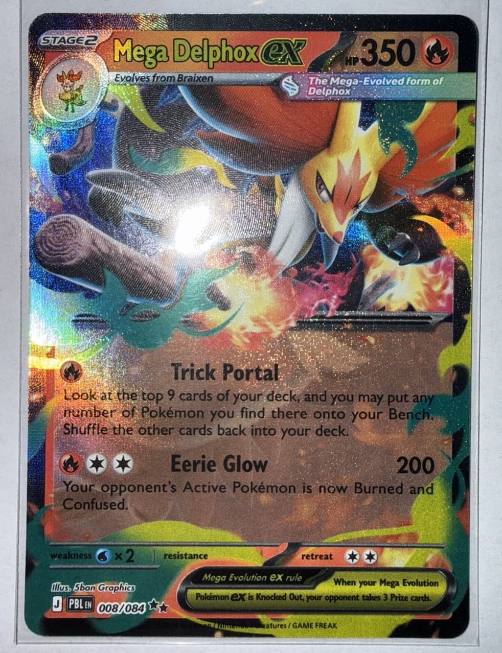 Mega Delphox ex Pitch Black #8 Holo Pokemon TCG NM