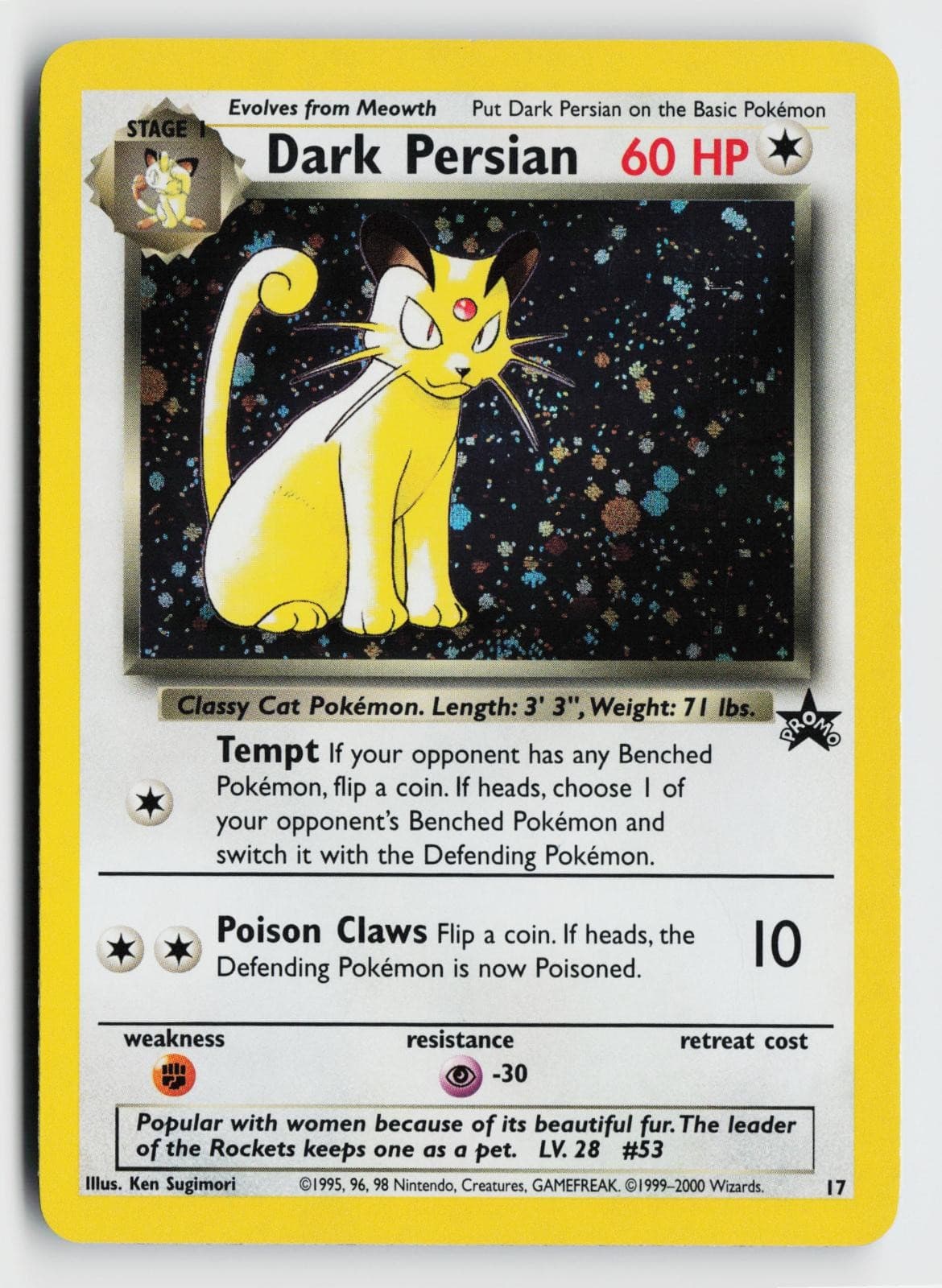 Dark Persian 17 Promo Wizards Black Star Promos Pokemon Holo Lightly Played