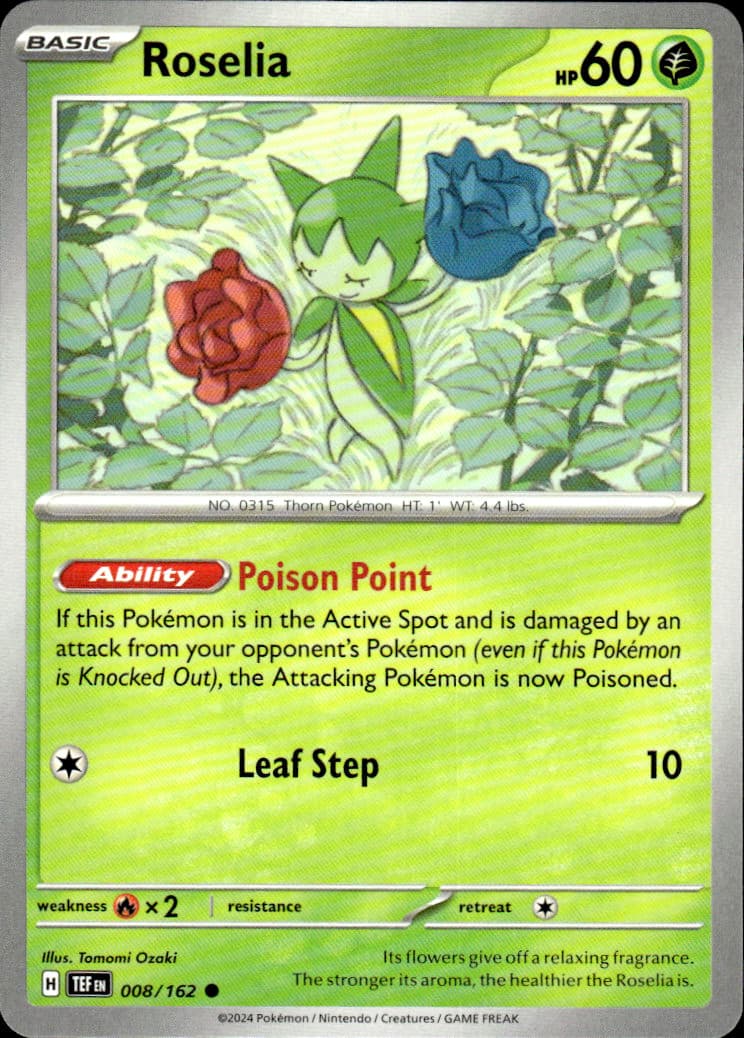Roselia Temporal Forces 008/162 Common Pokémon — English Near Mint