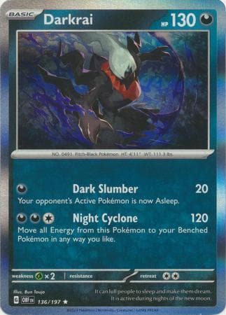 DARKRAI 136/197 OBSIDIAN FLAMES POKEMON (HOLO, NM)