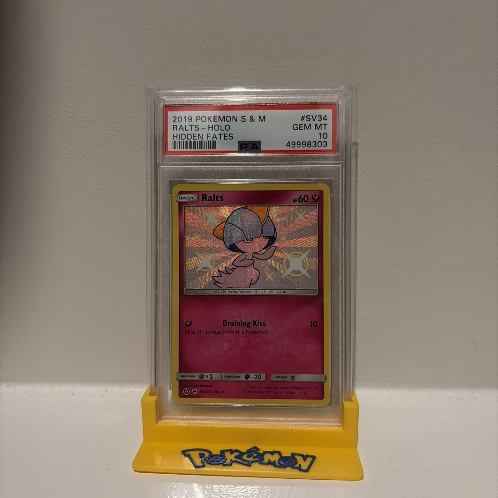 Pokémon Card Ralts SV34/SV94 Shiny Holo Rare Hidden Fates Shiny Vault PSA 10