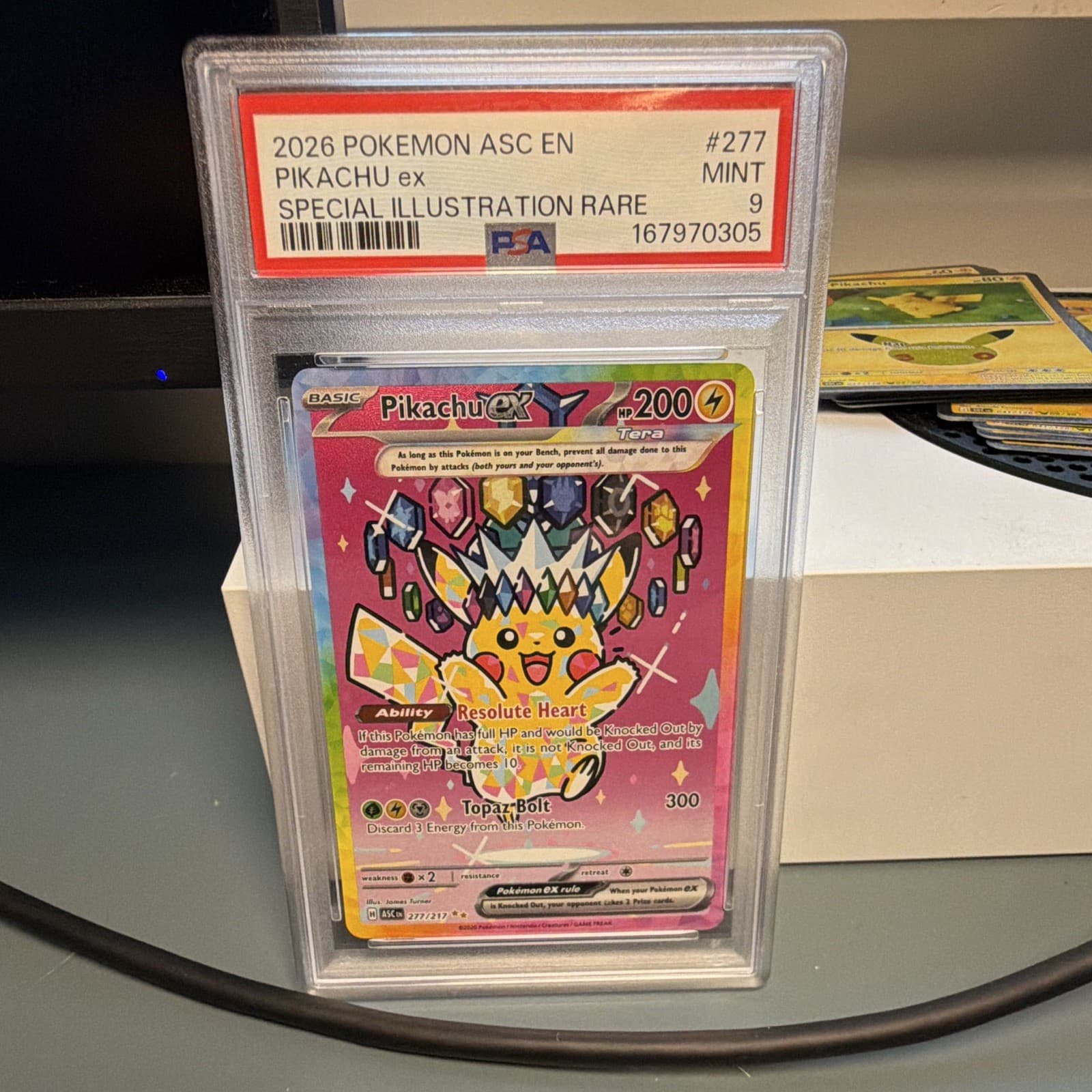 Pikachu ex 277/217 Me: Ascended Heroes Special Illustration Rare Holo PSA 9