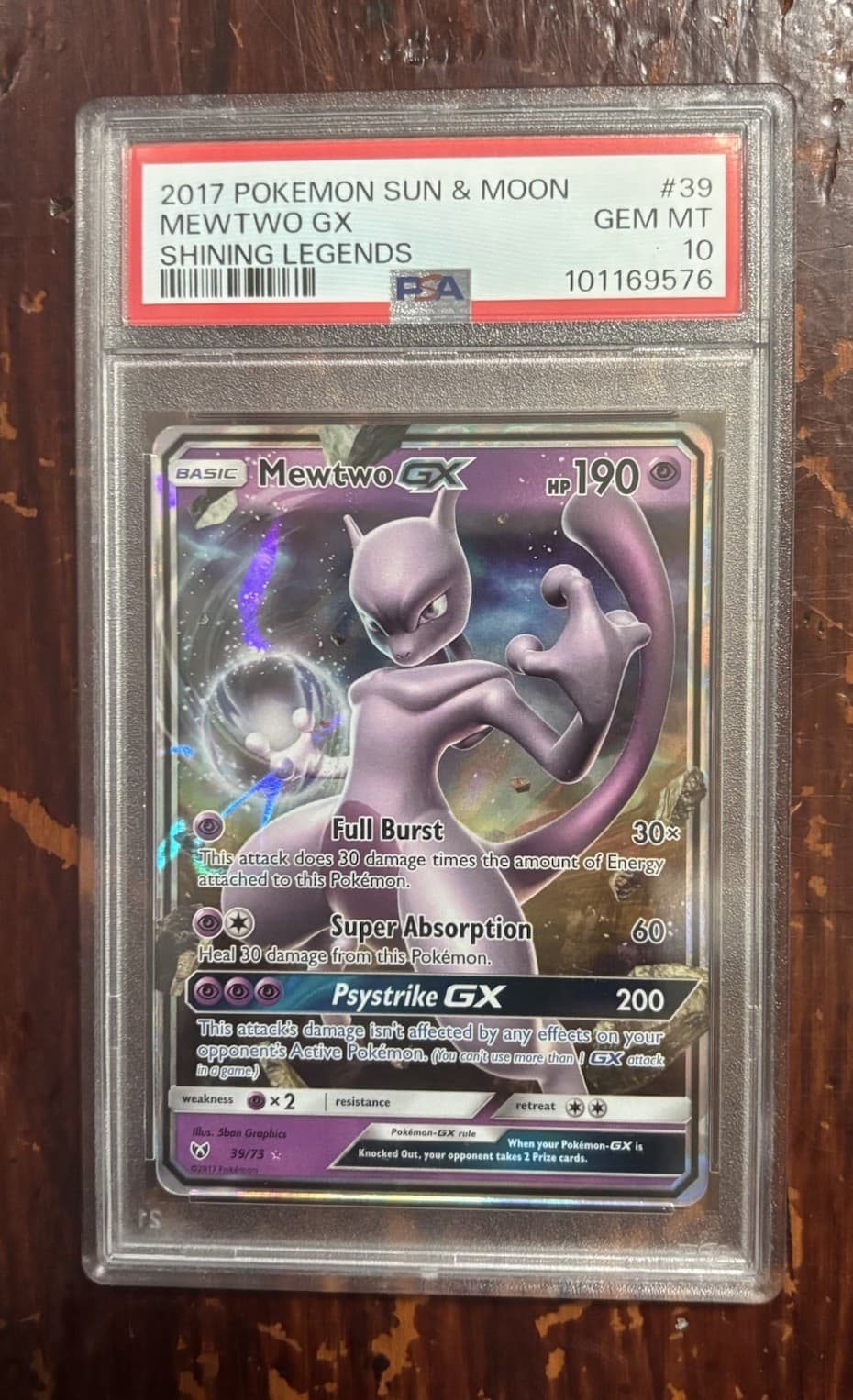 2017 POKEMON SUN & MOON SHINING LEGENDS #39 MEWTWO GX PSA 10