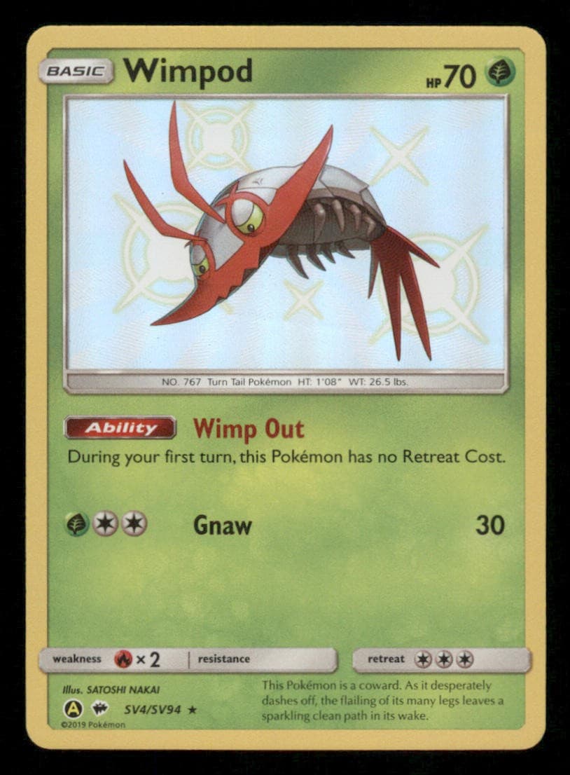 Wimpod SV4/SV94 Shiny Rare Hidden Fates Shiny Vault Pokemon Holo Near Mint
