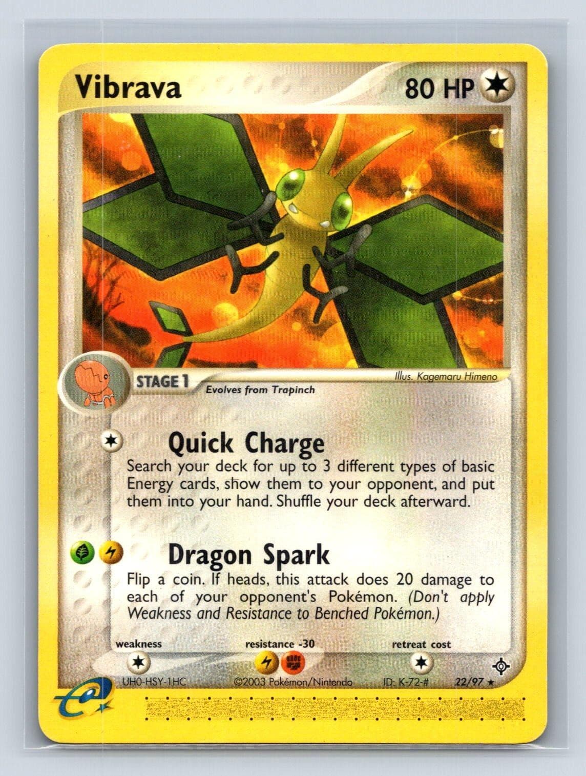 Vibrava 22/97 Rare Dragon Pokemon Moderately Played