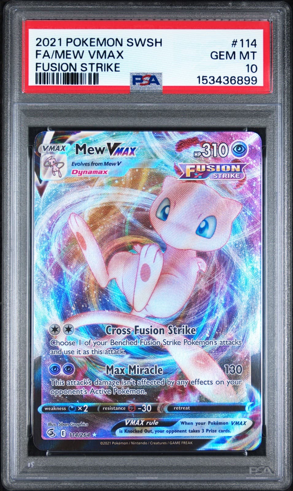 2021 POKEMON SWORD & SHIELD FUSION STRIKE #114 FULL ART/MEW VMAX PSA 10