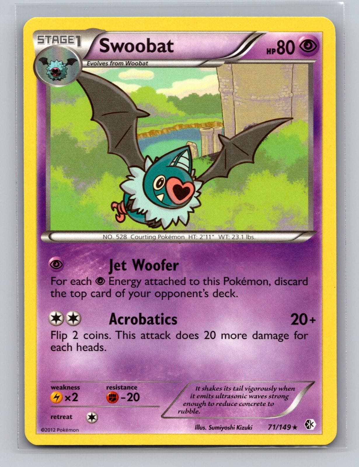Swoobat 71/149 Rare Boundaries Crossed Pokemon Near Mint
