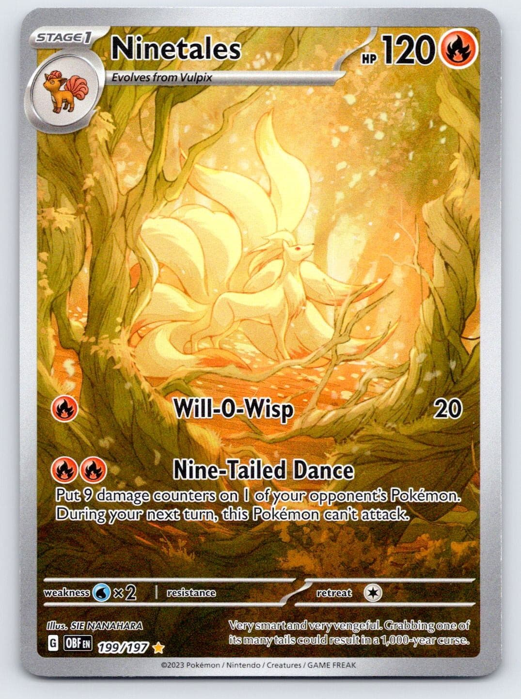 (#1) Ninetales 199/197 Illustration Rare Obsidian Flames Pokemon Holo Near Mint