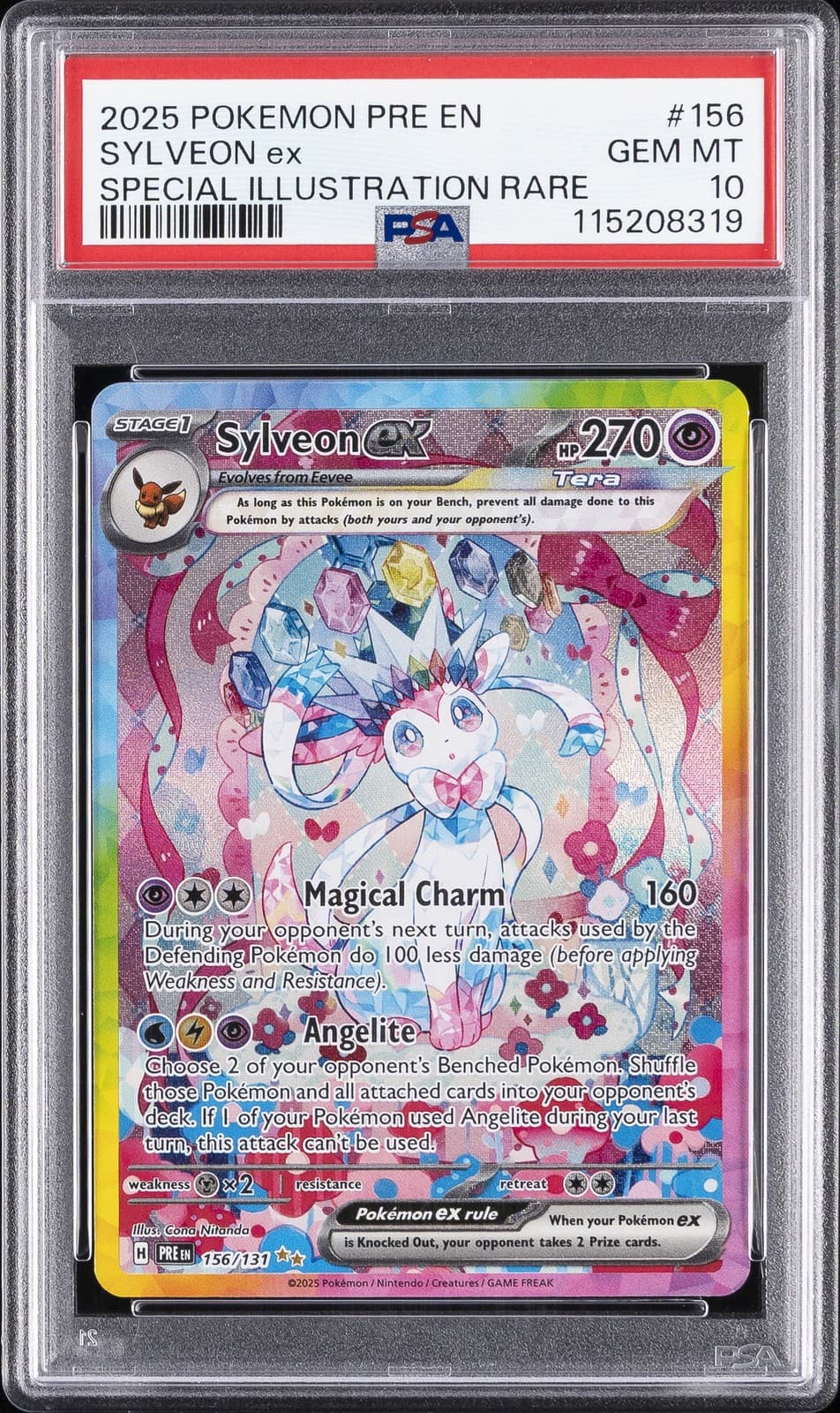 2025 POKEMON PRE EN-PRISMATIC EVOLUTIONS #156 SYLVEON EX PSA 10