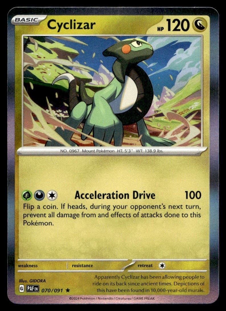 Cyclizar 70/91 Pokemon Card Paldean Fates Rare 120 HP  Holo Near Mint HH