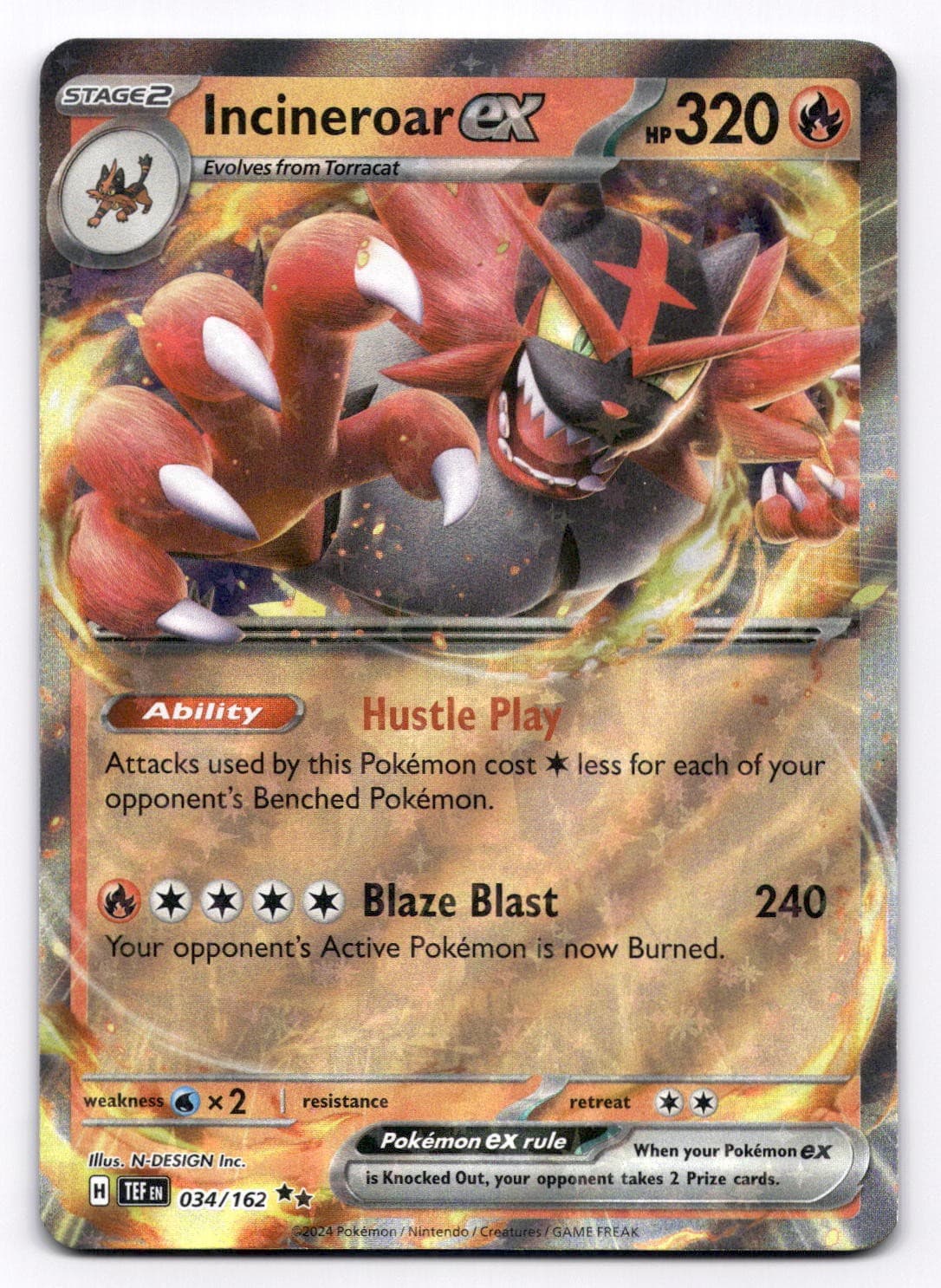 Incineroar ex SV05: Temporal Forces - Pokemon NM 034/162